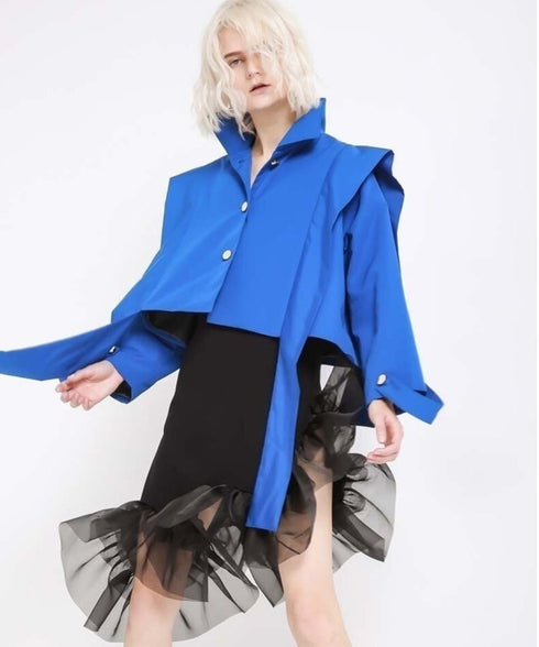 Draped Cutout Shoulder Jacket